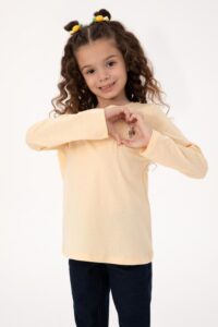 US Polo Assn. Girls' Yellow Crew Neck Basic Sweatshirt