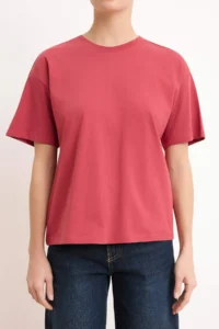 TRENDYOLMİLLA Dusty Rose relaxed/Rahat Pattern Drop Sleeve Short Sleeve 100% Cotton Knitting T-Shirt - Image 3
