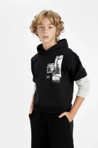 DeFacto Hooded Printed Sweatshirt Boy