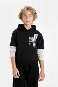 DeFacto Hooded Printed Sweatshirt Boy - Image 3