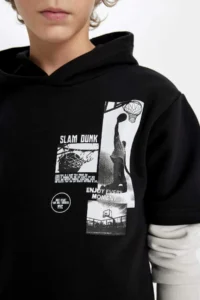 DeFacto Hooded Printed Sweatshirt Boy - Image 5