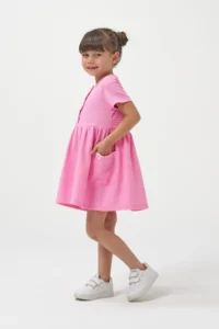 Minipodyum Girls Summer Waffle with Pockets Casual Dress - Image 3