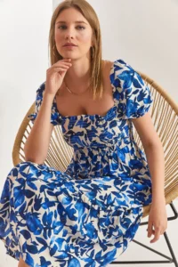 Bianco Lucci Women Square Yaka Gipelli Multi Patterned flared Dress