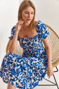 Bianco Lucci Women Square Yaka Gipelli Multi Patterned flared Dress - Image 7
