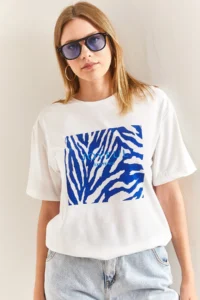 Bianco Lucci Women Patterned Penye Tshirt - Image 2