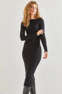 Bianco Lucci Women Boat Neck Piped LONG Dress - Image 7