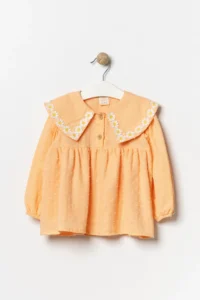 Minipodyum Girl's Dress Muslin Baby Collar with Bag Eid Dress - Image 4
