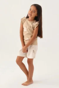 US Polo Assn. Girl Waitress Shorts Set - Beige - Image 3