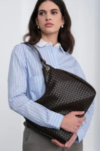 Shule Bags Valerie Braided Shoulder Bag Brown - Image 3