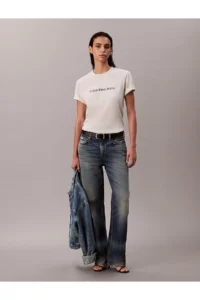 Calvin Klein Jeans Round Neck Printed Gray Women's T-Shirt