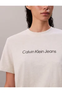 Calvin Klein Jeans Round Neck Printed Gray Women's T-Shirt - Image 2
