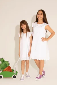 US Polo Assn. Girls' White Sleeveless Weaving Dress