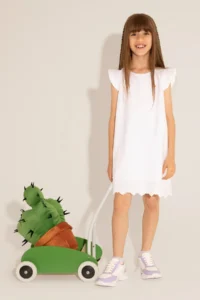 US Polo Assn. Girls' White Sleeveless Weaving Dress - Image 2