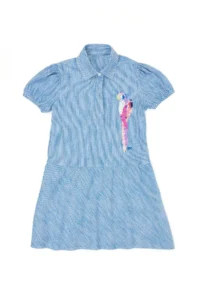 US Polo Assn. Girls' Saks Blue Short Sleeve Weaving Dress