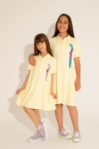 US Polo Assn. Girls' Neon Yellow Short Sleeve Weaving Dress