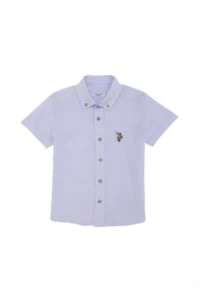 US Polo Assn. Boys' Basic Light Blue Short Sleeve Shirt - Image 2