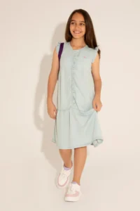 US Polo Assn. Girls' Light Blue Sleeveless Jeans Dress - Image 3