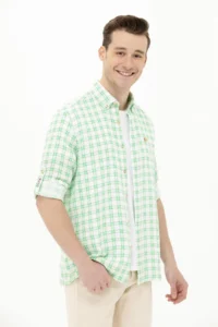 US Polo Assn. Men Checkered Green Shirt - Image 3