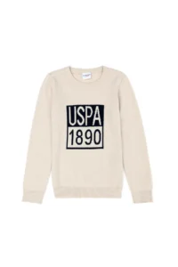 US Polo Assn. Boys' Cream Crew Neck Sweater - Image 2