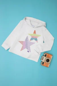 US Polo Assn. Girls' Stone Star Printed Hooded Sweatshirt