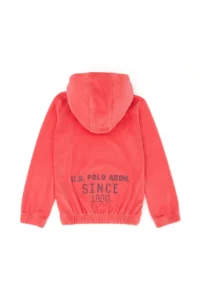 US Polo Assn. Girls' Pink Hooded Velvet Sweatshirt - Image 2