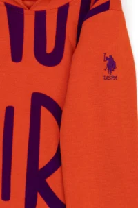 US Polo Assn. Girls' Orange Hooded Sweatshirt - Image 4
