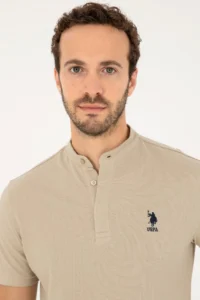 US Polo Assn. Men Regular Fit Tippet Light Khaki T-Shirt - Image 2