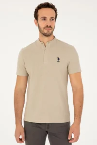 US Polo Assn. Men Regular Fit Tippet Light Khaki T-Shirt - Image 3