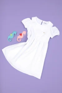 US Polo Assn. Girls' White Sleeveless Weaving Dress