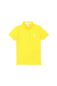 US Polo Assn. Girls' Yellow Polo Shirt Collar Basic T-Shirt