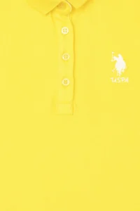 US Polo Assn. Girls' Yellow Polo Shirt Collar Basic T-Shirt - Image 3