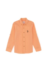 US Polo Assn. Boys' Salmon Long Sleeve Basic Shirt