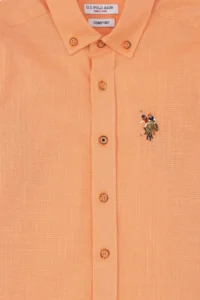 US Polo Assn. Boys' Salmon Long Sleeve Basic Shirt - Image 3