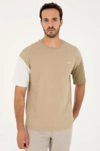 US Polo Assn. Men comfort Fit Crew Neck Light Khaki T-Shirt - Image 3