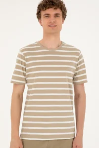 US Polo Assn. Men Regular Fit Crew Neck Light Khaki T-Shirt