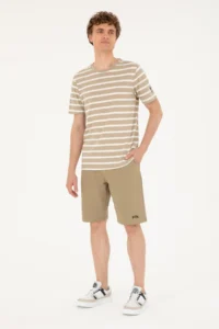 US Polo Assn. Men Regular Fit Crew Neck Light Khaki T-Shirt - Image 4
