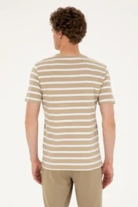 US Polo Assn. Men Regular Fit Crew Neck Light Khaki T-Shirt - Image 5