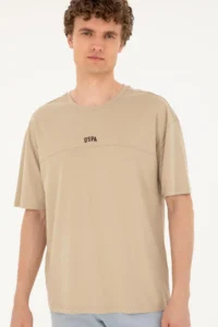 US Polo Assn. Men comfort Fit Crew Neck Light Khaki T-Shirt - Image 3