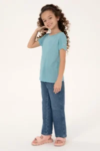 US Polo Assn. Girls' Mint Crew Neck Knitting T-Shirt - Image 2