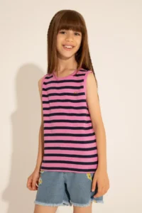 US Polo Assn. Girls' Violet Crew Neck Sleeveless T-Shirt - Image 2