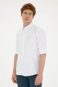 US Polo Assn. Men Stone Printed White Shirt - Image 3