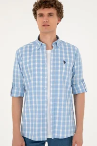 US Polo Assn. Men Light Blue Long Sleeve Shirt - Image 3