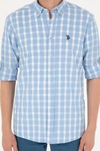 US Polo Assn. Men Light Blue Long Sleeve Shirt - Image 6