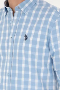 US Polo Assn. Men Light Blue Long Sleeve Shirt - Image 7
