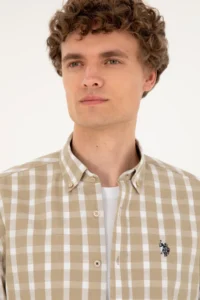 US Polo Assn. Men Light Khaki Long Sleeve Shirt - Image 2