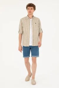 US Polo Assn. Men Light Khaki Long Sleeve Shirt - Image 4