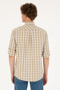 US Polo Assn. Men Light Khaki Long Sleeve Shirt - Image 5