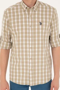US Polo Assn. Men Light Khaki Long Sleeve Shirt - Image 6