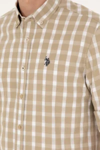 US Polo Assn. Men Light Khaki Long Sleeve Shirt - Image 7