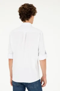 US Polo Assn. Men Lilac Striped White Shirt - Image 5